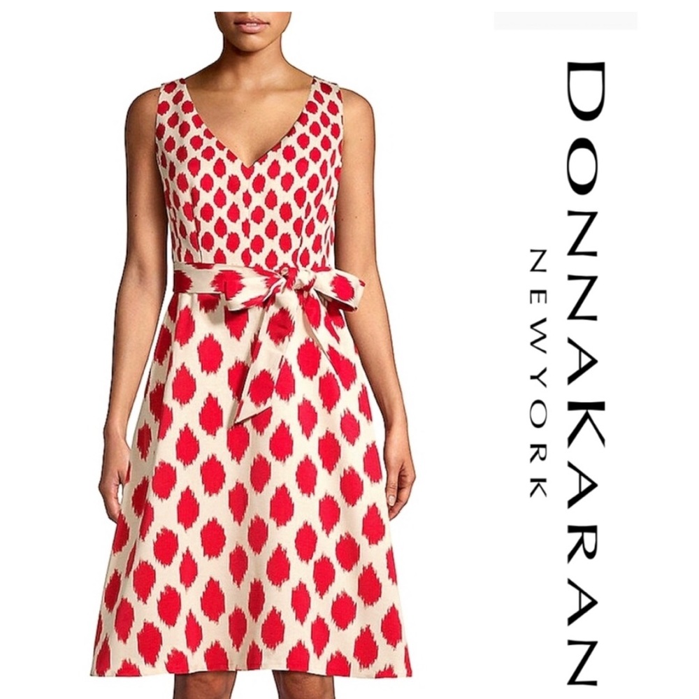 DONNA KARAN Fit-and-flare waist sash Dress EUC SIZE 2 Like New